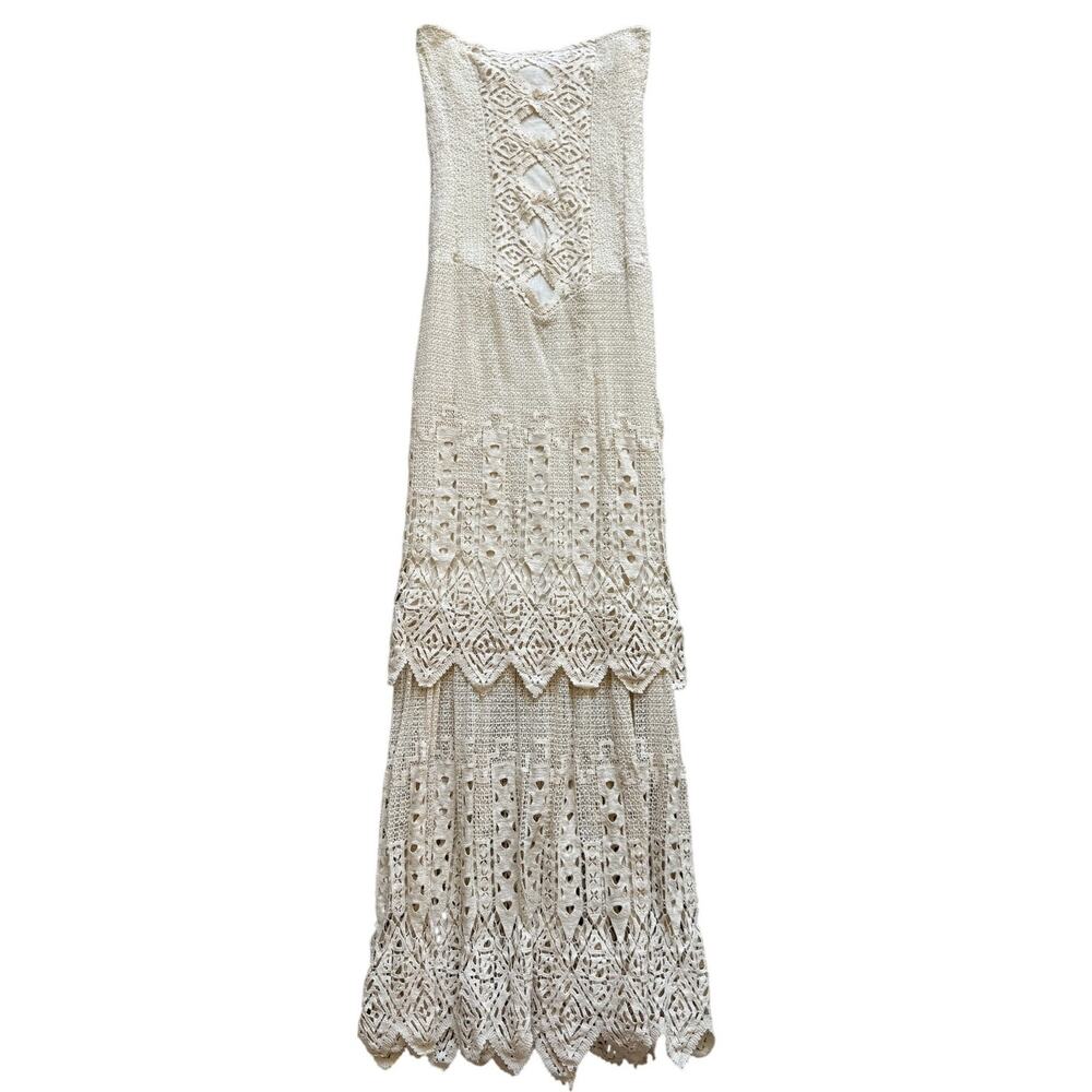 Elegant Cream Lace Maxi Dress